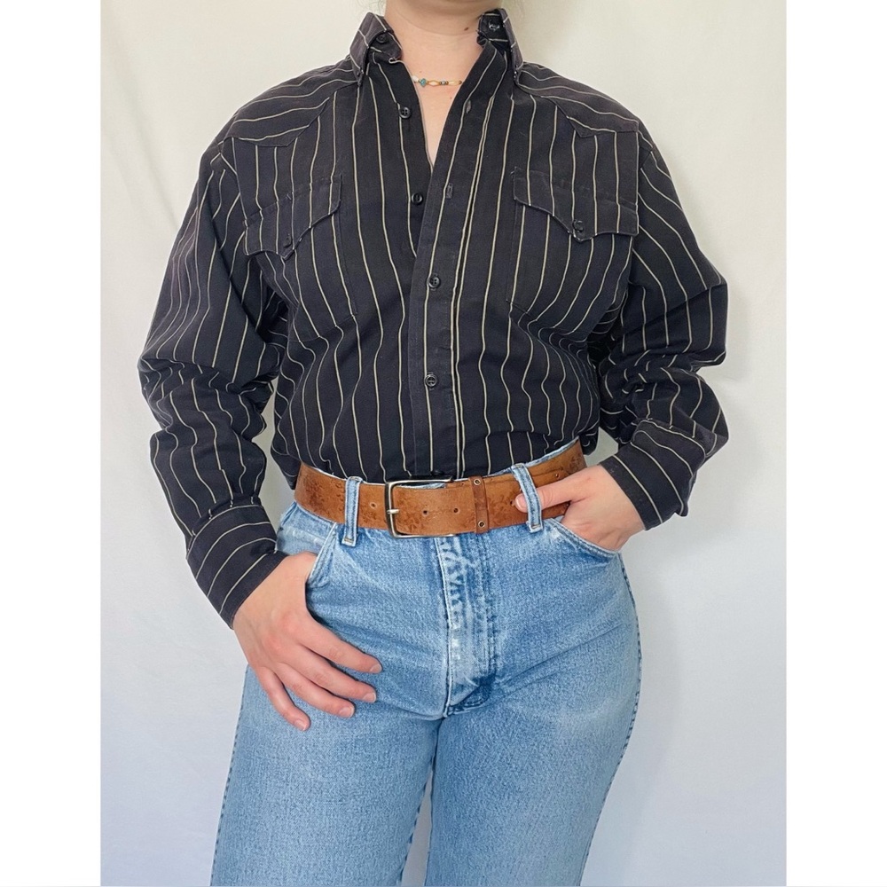 🌱5/$25🌱 Panhandle Slim | Vintage 80s 90s Black Western Button-Down Shirt